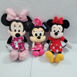 Disney Minnie Mouse Lot of 3 Plush Stuff Animal/ 2 in Pink are Talkers 9423-2PL1